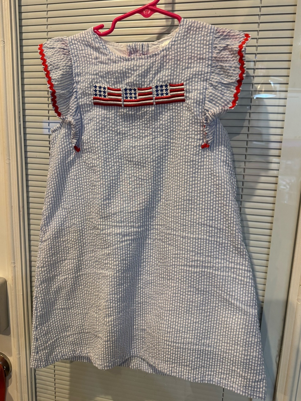 Stitchy Fish Size 5 Patriotic Seersucker Flag Dress